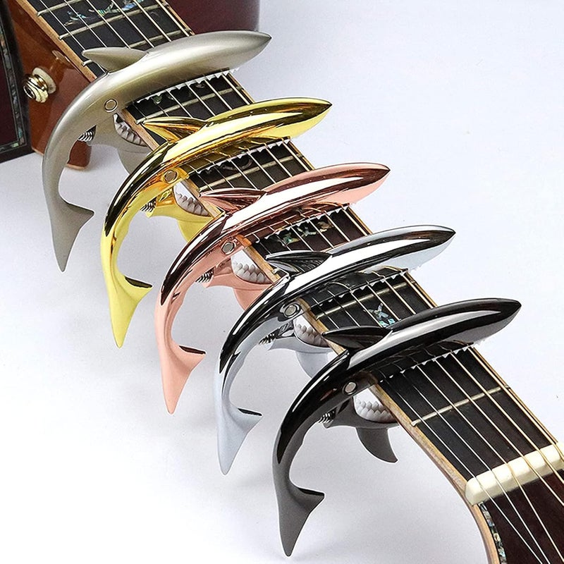JINWEE Shark Guitar Capo Pretty Cool Capo for Electric Acoustic Classical Guitar Ukulele Zinc Alloy Spring Capo (silver) - Image 5